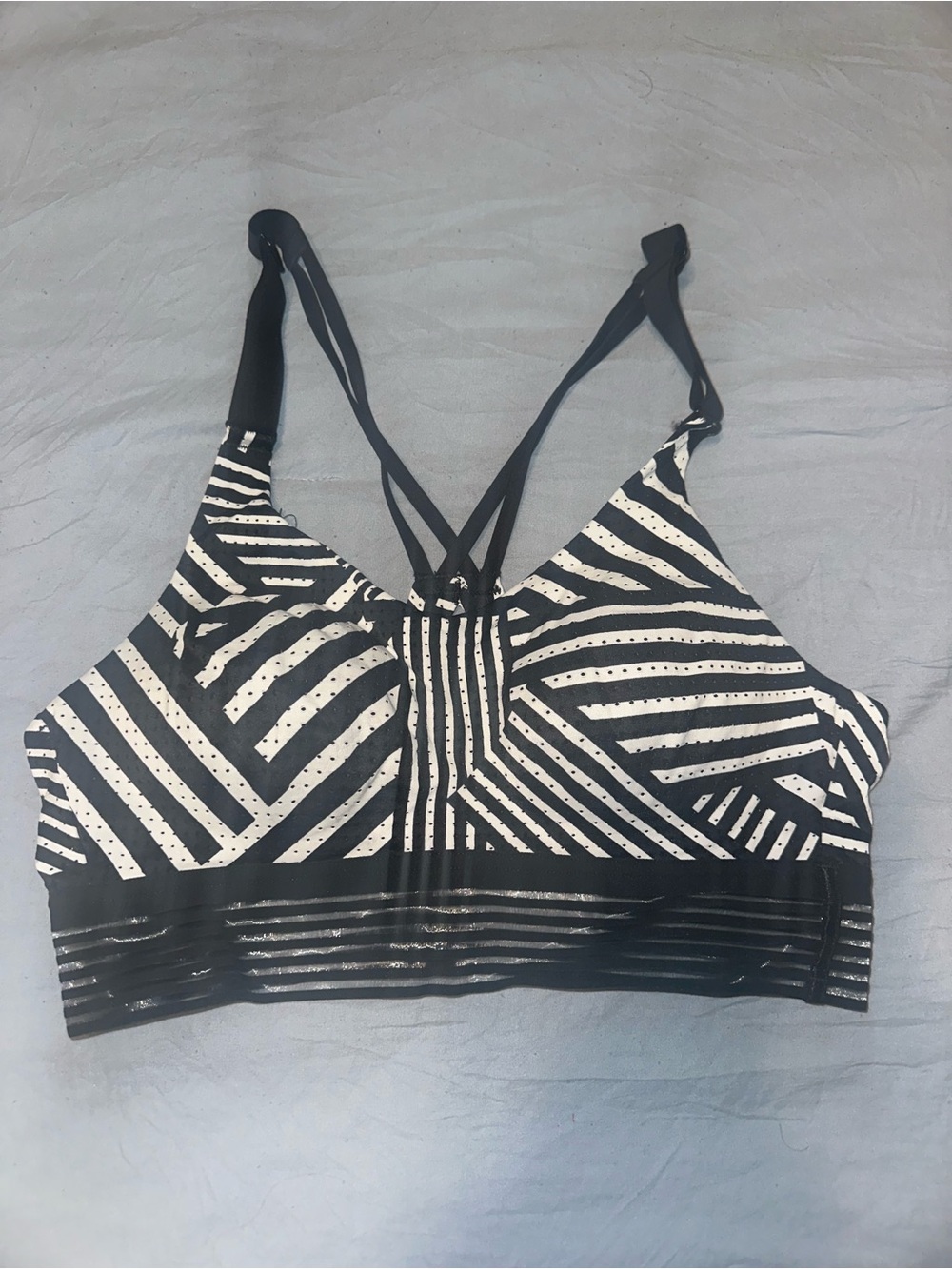 Victoria's Secret Black and White Striped Sports Bralette